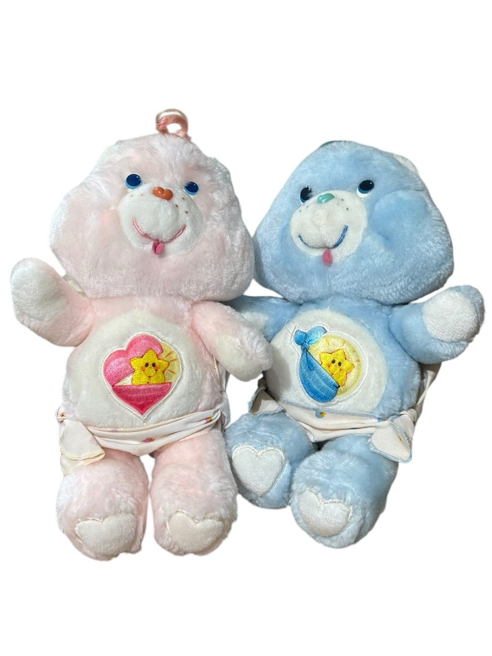 Vintage Plush Care Bear Pair - Twins Hugs and Tugs Baby Care Bears